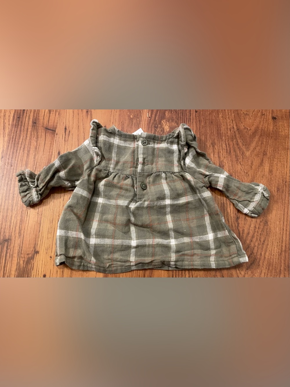 Carter's Adorable Olive Green Plaid Button-Back Dress NB